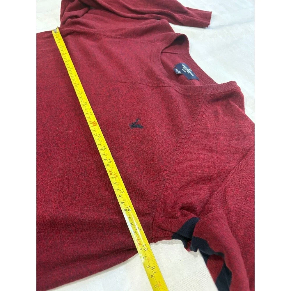 American Eagle Outfitters Sweater Mens Small Burgundy Cotton Crew Neck Logo